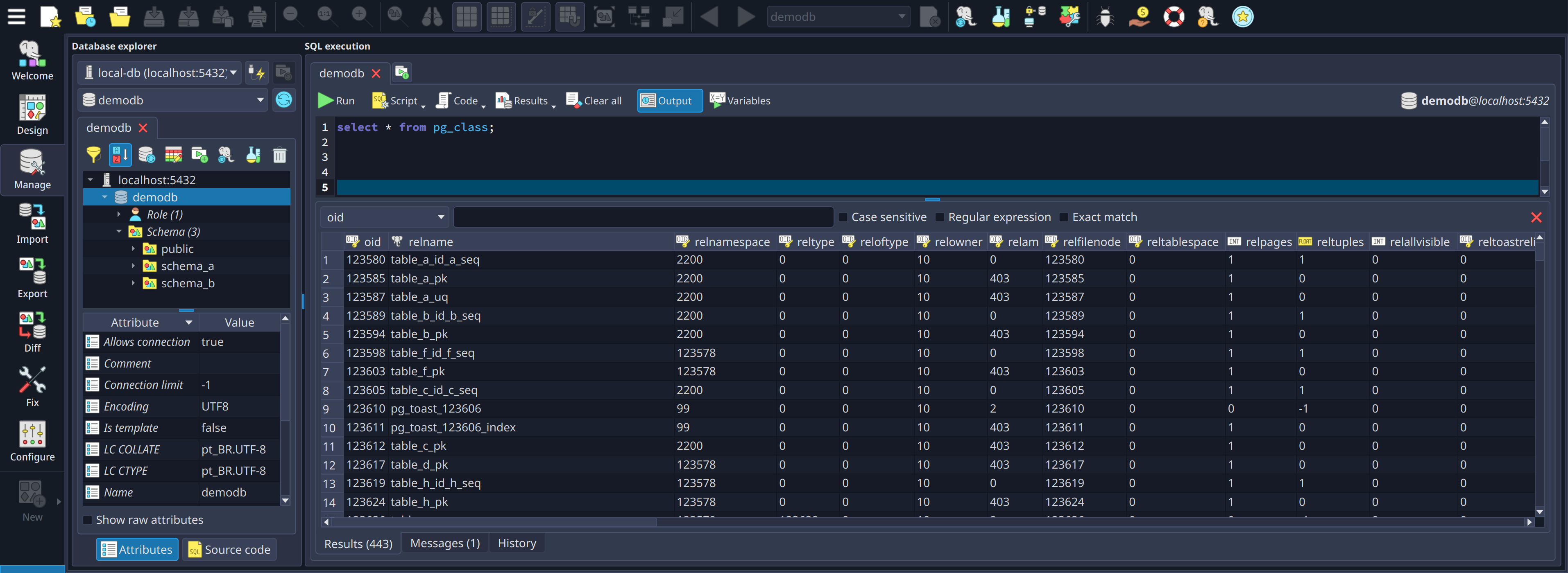 Built-in database management