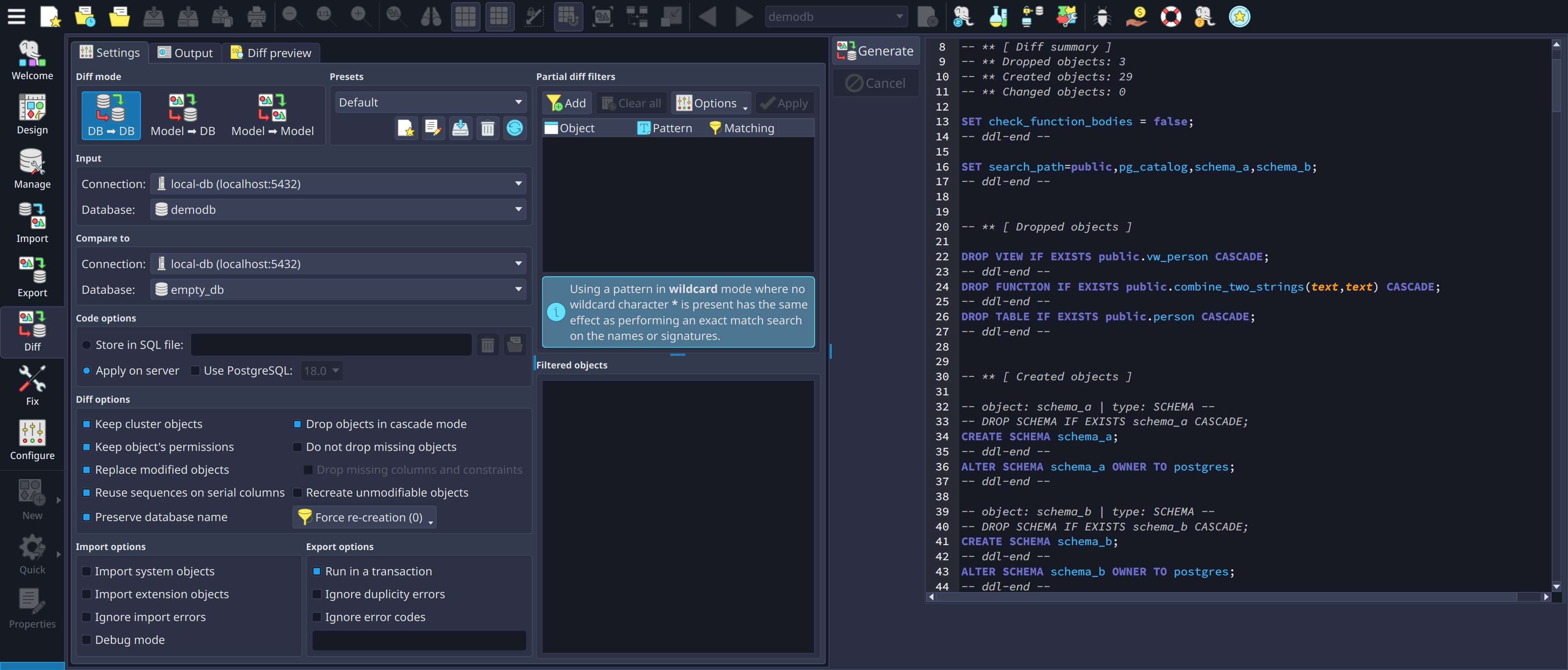 Full-featured comparison tool