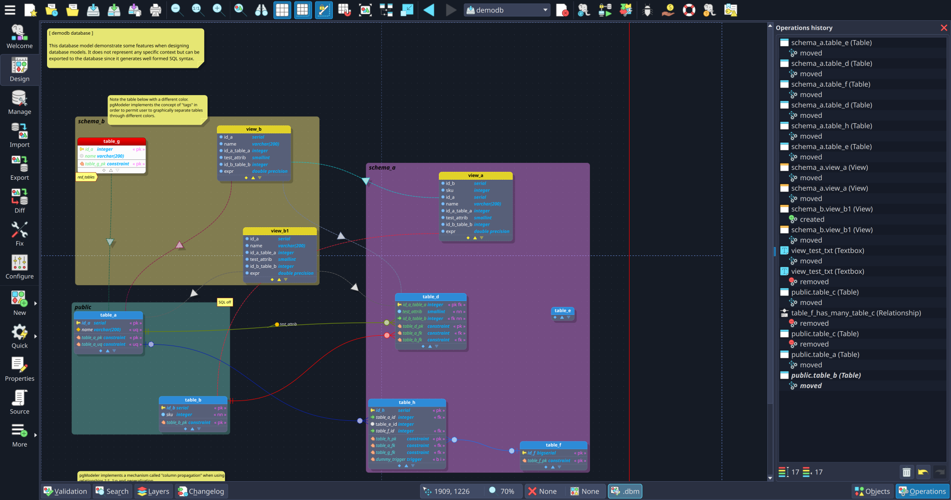 Keep track of all changes done in your model through the executed operations history.