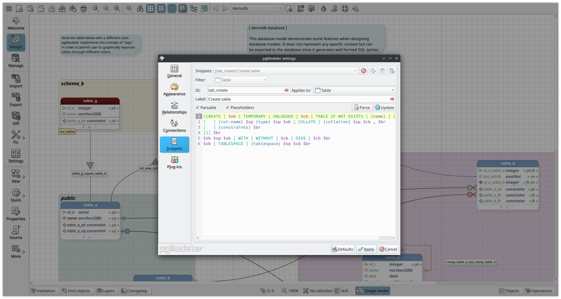 Create code snippets to use when typing commands in Manage view.