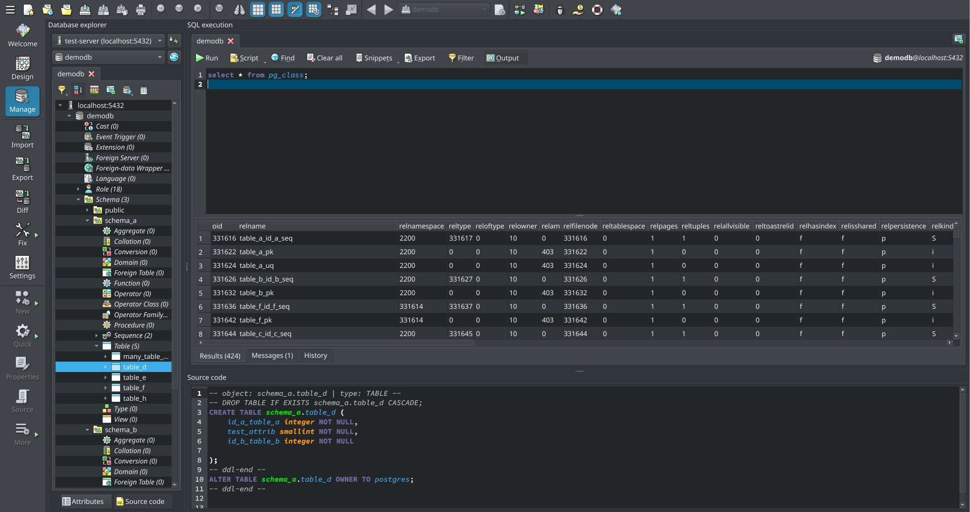 Need to handle your database? Don't worry, use the Manage view