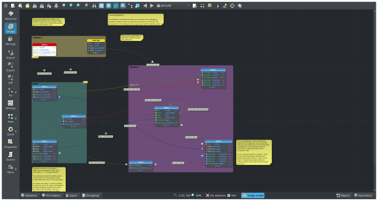 The Design view where all the magic of data modeling happens