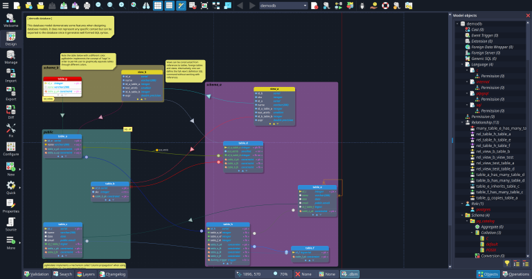 The Design view where all the magic of data modeling happens
